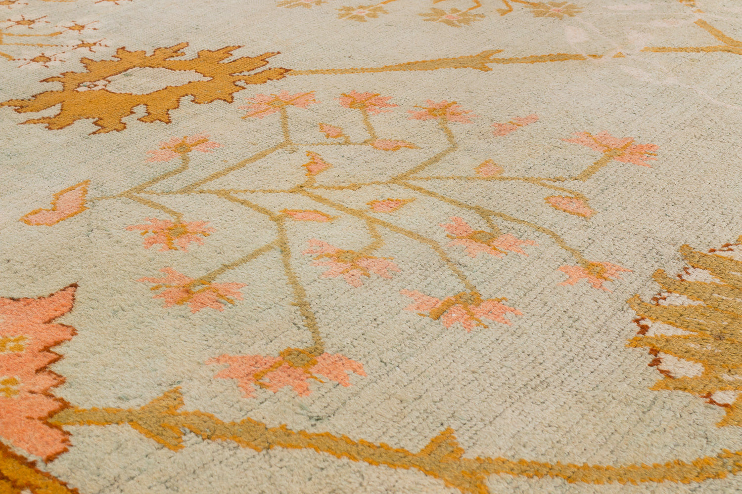 Antique Dusty Blue, Green and Orange Oushak 13'6" (W) x 18' (L)