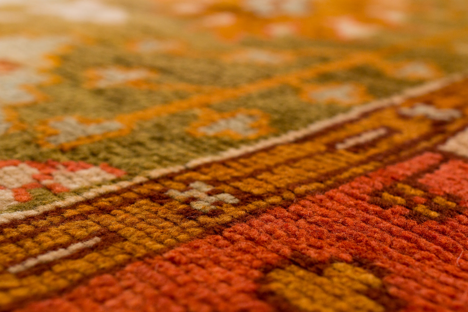 Antique Dusty Blue, Green and Orange Oushak 13'6" (W) x 18' (L)