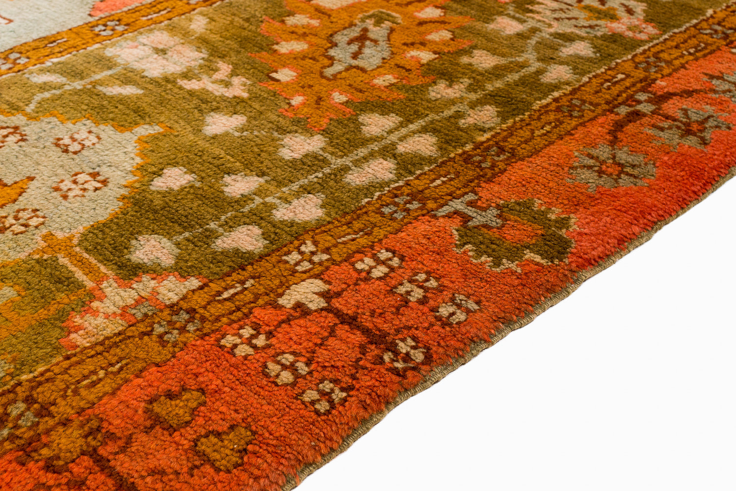Antique Dusty Blue, Green and Orange Oushak 13'6" (W) x 18' (L)