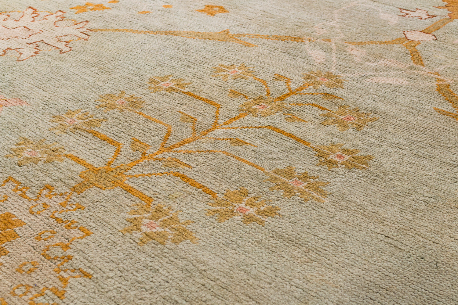 Antique Dusty Blue, Green and Orange Oushak 13'6" (W) x 18' (L)