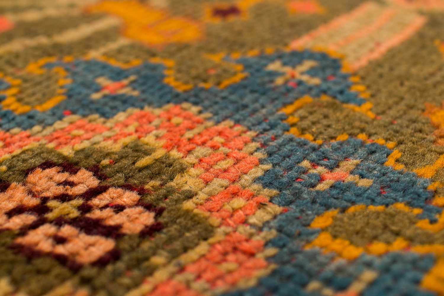 Antique Green and Orange Oushak 8'10" (W) x 11'6" (L)