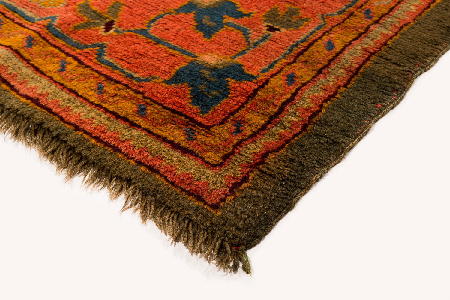 Antique Green and Orange Oushak 8'10" (W) x 11'6" (L)