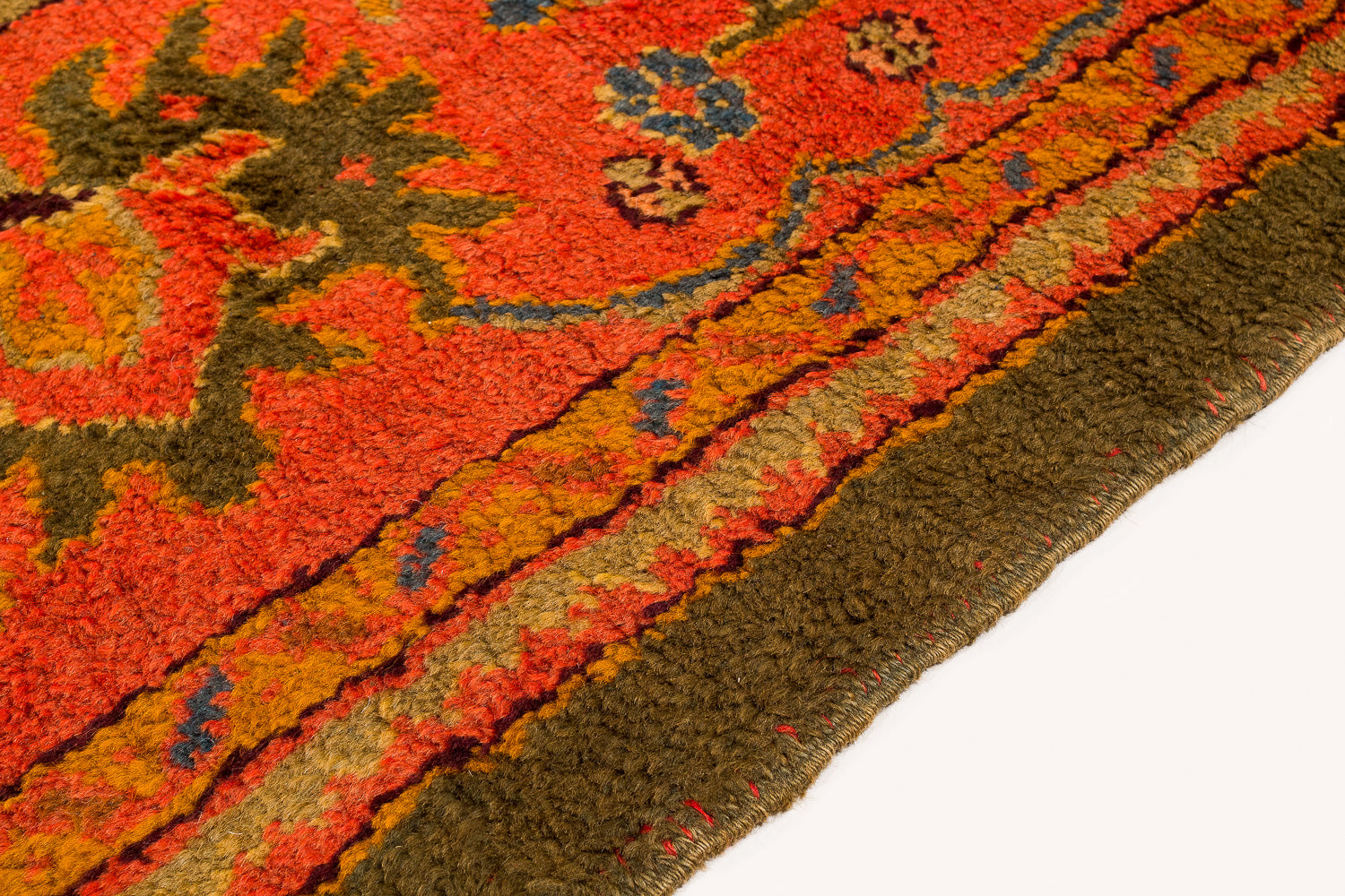 Antique Green and Orange Oushak 8'10" (W) x 11'6" (L)